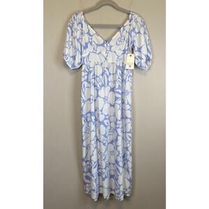 Billabong Womens Salty Sea Floral Babydoll Midi Dress Size S Beachy Tropical NWT